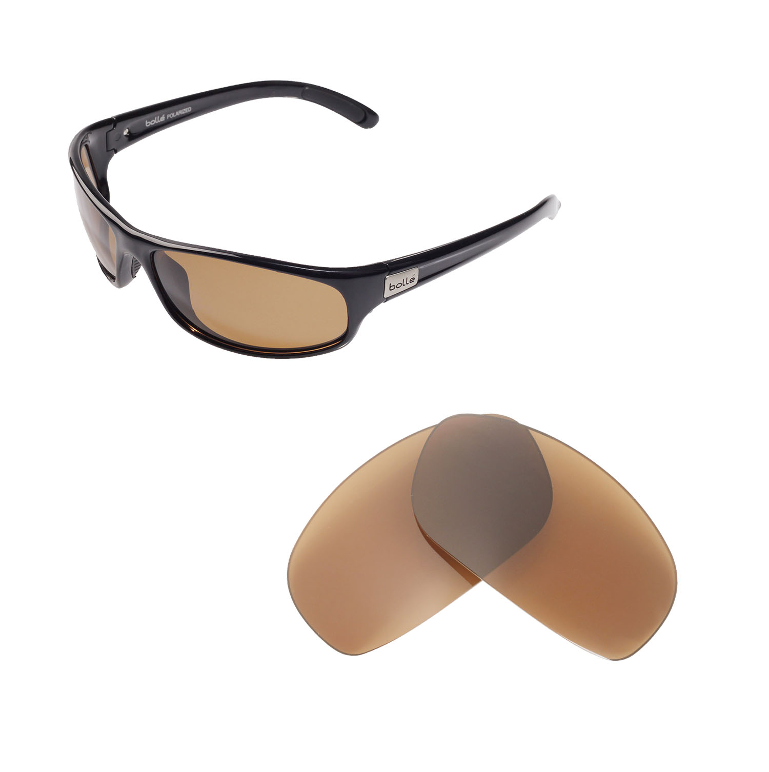 Walleva Polarized Brown Replacement Lenses For Bolle Anaconda